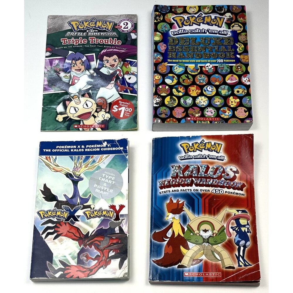 Lot 4 Pokemon Books Triple Trouble, Kalos Region Guidebook, Deluxe Handbook READ